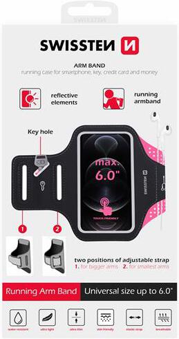 POUZDRO SWISSTEN ARMBAND CASE vel. 6,0" RŮŽOVÉ