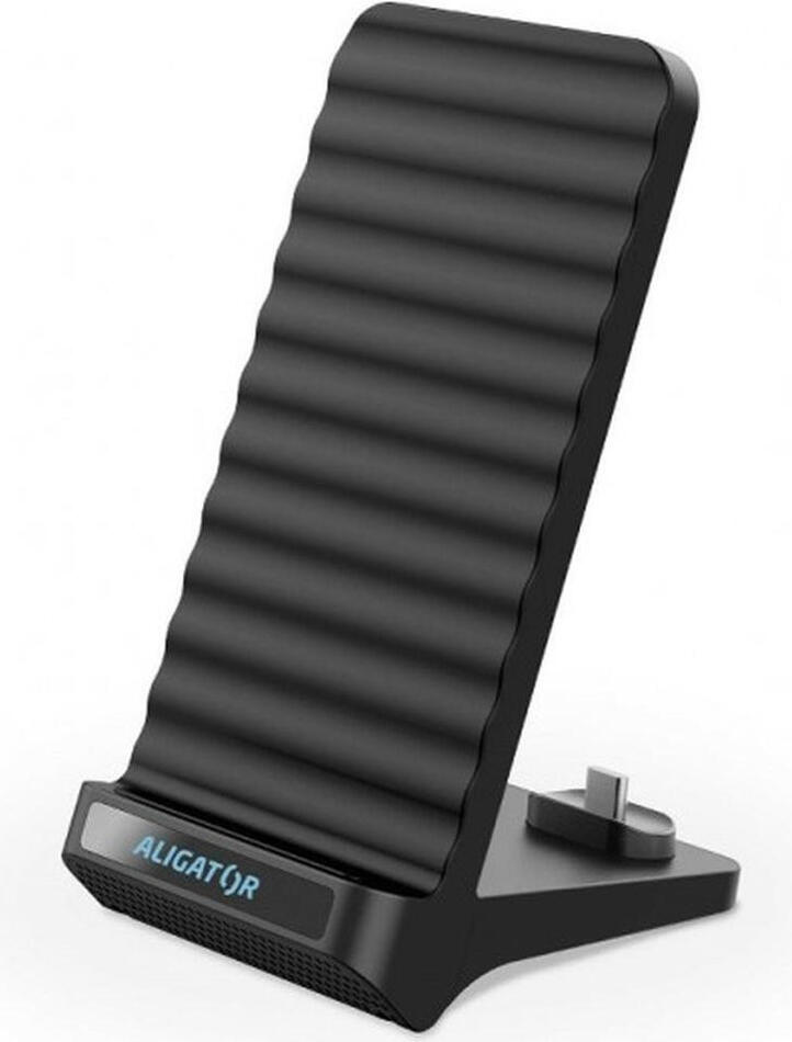 Aligator Bezdrátový Qi stojánek s USB-C konektorem, 15W, černý