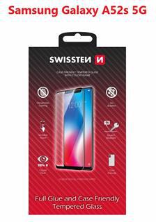 SKLO SWISSTEN FULL GLUE, COLOR FRAME, CASE FRIENDLY PRO SAMSUNG A528 GALAXY A52s 5G ČERNÉ