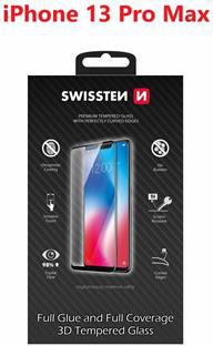 SKLO SWISSTEN ULTRA DURABLE 3D FULL GLUE GLASS PRO APPLE IPHONE 13 PRO MAX ČERNÉ