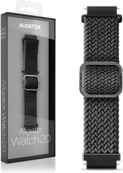 Řemínek textilní ALIGATOR 20mm, černý