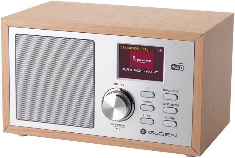 Radiopřijímač DAB+ GoGEN DAB 620 BTCS, hnědý/stříbrný