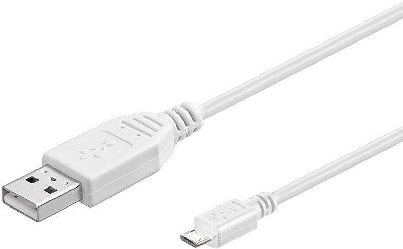 Kabel PremiumCord micro USB 2.0, A-B 2m, bílá