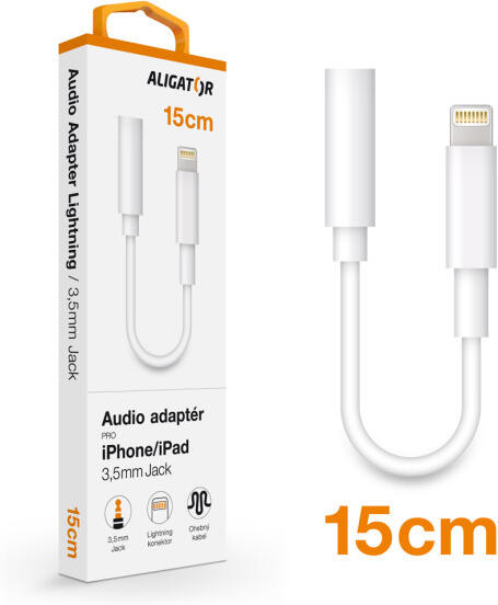 Audio adaptér Aligator Lightning / 3,5mm Jack, bílý