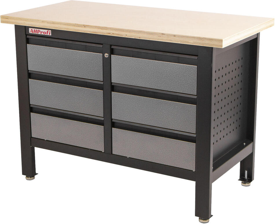 Dílenský ponk s dřevěnou pracovní deskou, 6 zásuvek - TSK5406-LS AHProfi