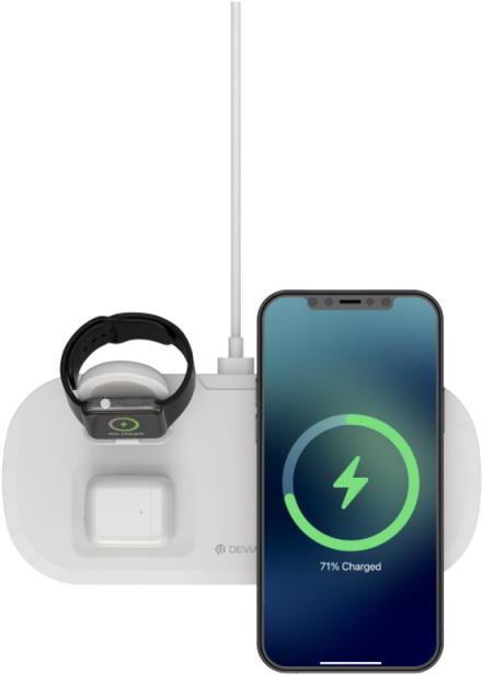 Bezdrátová nabíjecí podložka 3v1 Devia Smart 12W bílá