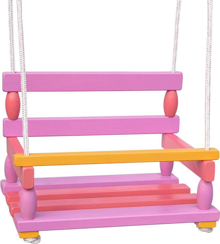 Teddies Houpačka dřevo růžová 40x30cm nosnost 80kg v sáčku