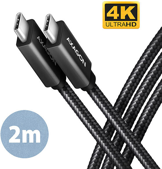 Axagon BUCM32-CM20AB, SPEED+ kabel USB-C <-> USB-C, 2m, USB 20Gbps, PD 100W 5A, 4K HD, ALU, oplet