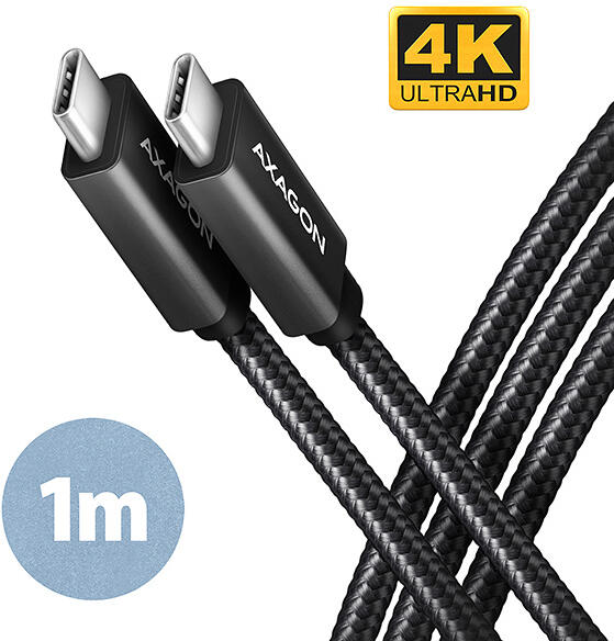 Axagon BUCM32-CM10AB, SPEED+ kabel USB-C <-> USB-C, 1m, USB 20Gbps, PD 100W 5A, 4K HD, ALU, oplet