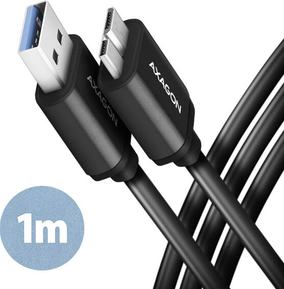 Axagon BUMM3-AM10AB, SPEED kabel Micro-B USB <-> USB-A, 1m, USB 3.2 GEN 1, 3A, ALU, tpe, černý
