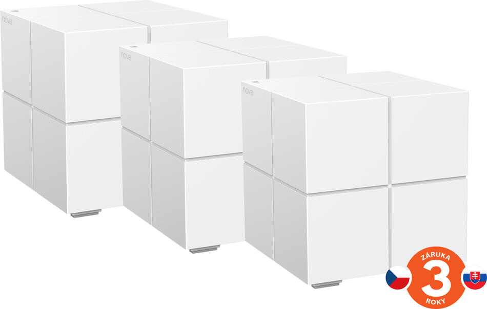 Tenda Nova MW6 (3-pack) WiFi AC1200 Mesh Gigabit system, MU-MIMO, 6x GLAN/GWAN, SMART CZ aplikace (75011853)
