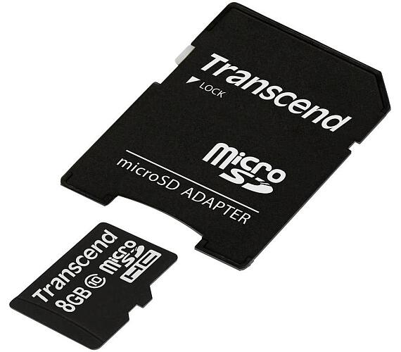 Transcend 8GB microSDHC (Class 10) paměťová karta (s adaptérem) (TS8GUSDHC10)