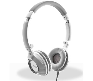 CRONO headset HM-54W Plus/ drátová sluchátka + mikrofon/ jack 3,5 mm/ 90 dB/ bílá-šedá (H54W)