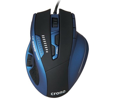 CRONO myš CM638 High-end/ gaming/ drátová/ laser/ do 8200 dpi/ gaming/ 12 tlačítek/ USB/ černo-modrá