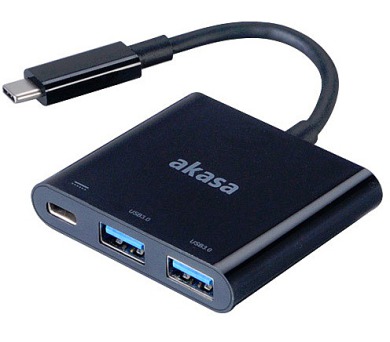 AKASA USB Typ-C HUB / AK-CBCA08-15BK / 1x USB Typ-C / 2x USB 3.0 / 15 cm