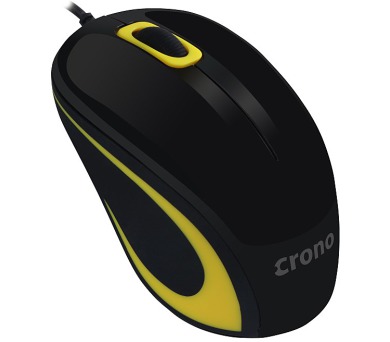 CRONO myš CM643Y/ optická/ drátová/ 1000 dpi/ USB/ černo-žlutá
