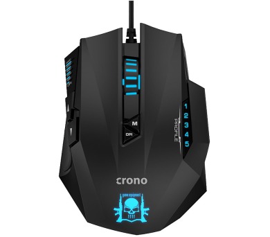 CRONO myš CM648/ gaming/ optická/ drátová/ 4000 dpi/ LED podsvícení/ 11 tlačítek/ USB/ černo-modrá