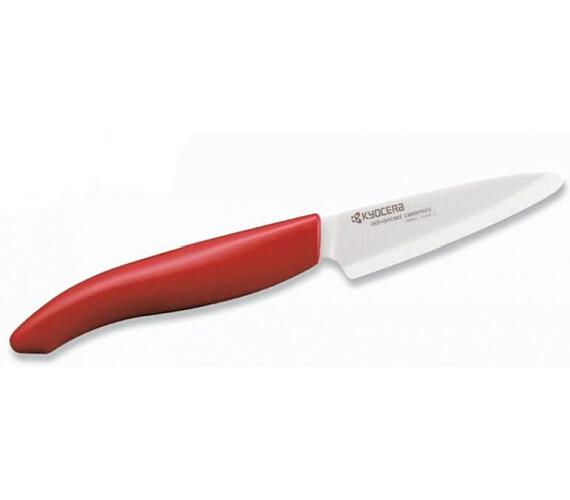 KYOCERA keramický nůž s bílou čepelí/ 7,5 cm dlouhá čepel/ červená plastová rukojeť (FK-075WH-RD)