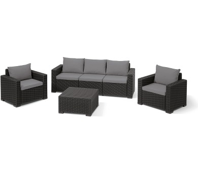 CALIFORNIA 3 SEATERS set - grafit + šedé podušky Allibert