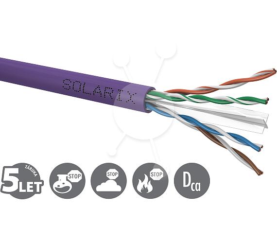 SOLARIX instalační kabel Solarix CAT6 UTP LSOH Dca-s2,d2,a1 305m/box SXKD-6-UTP-LSOH (26100021)
