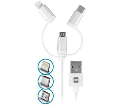 Forever 3v1 micro USB+Lightning+USB-C 1m 1,5A bílý