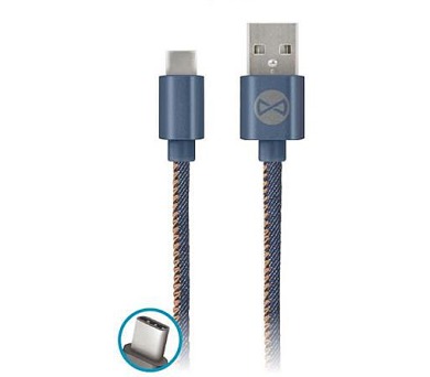 Forever Jeans USB/USB-C 1m 2A modrý