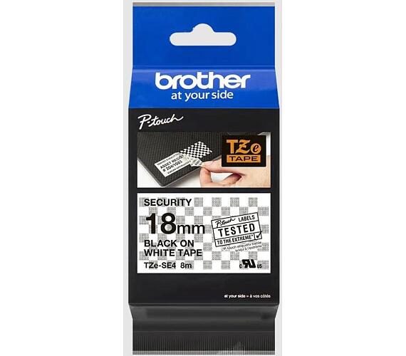 Brother TZE-SE4 18mm bílá/černá plombovací páska
