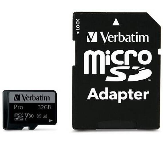 Verbatim Pro U3 Micro SecureDigital SDHC/SDXC 32GB + SD Adaptér (47041)