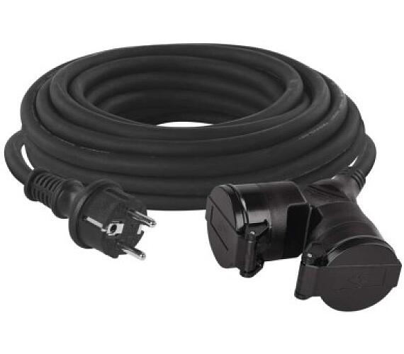 Emos venkovní prodlužovací kabel 10 m / 2 zásuvky / černý / guma / 230 V / 1,5 mm2 (P0601)
