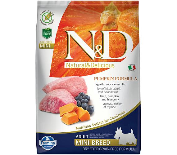 N&D Pumpkin DOG Adult Mini Lamb & Blueberry 7kg