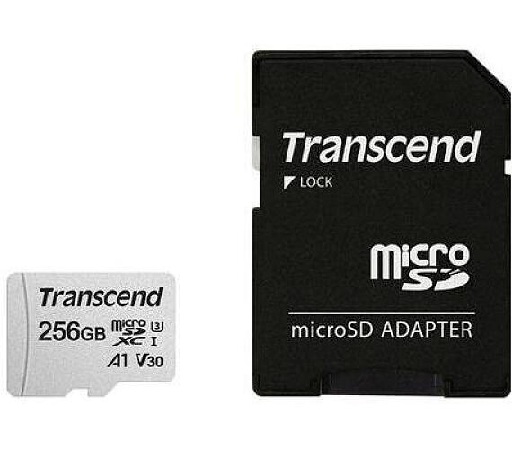Transcend 256GB microSDXC 300S UHS-I U3 V30 A1 (Class 10) paměťová karta (s adaptérem)