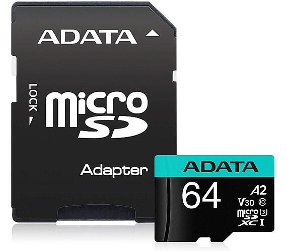 ADATA V30S/micro SDXC / 64GB / 95MBps / UHS-I U3 / Class 10/+ Adaptér (AUSDX64GUI3V30SA2-RA1)