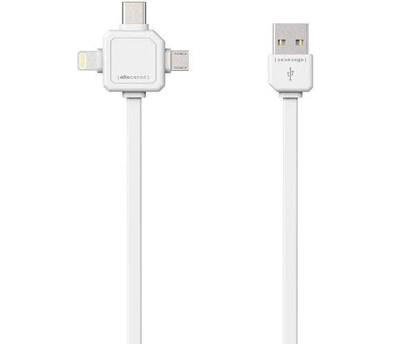 Kabel ALLOCACOC USB/Micro USB/USB C-TYPE/Lightning 0,8m White