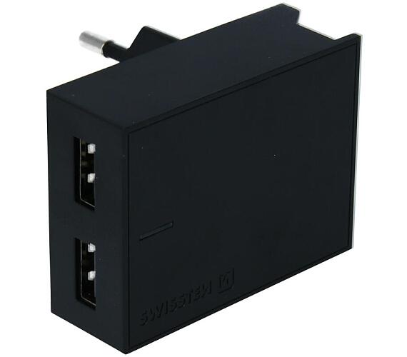 Swissten SÍŤOVÝ ADAPTÉR SMART IC 2x USB 3A POWER + DATOVÝ KABEL USB / LIGHTNING 1,2 M ČERNÝ