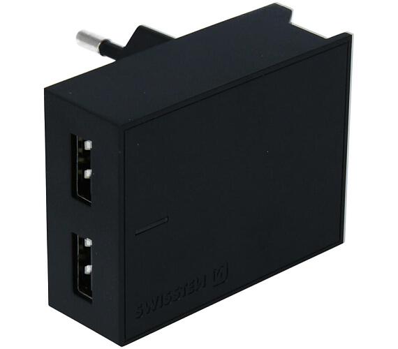 Swissten SÍŤOVÝ ADAPTÉR SMART IC 2x USB 3A POWER + DATOVÝ KABEL USB / MICRO USB 1,2 M ČERNÝ