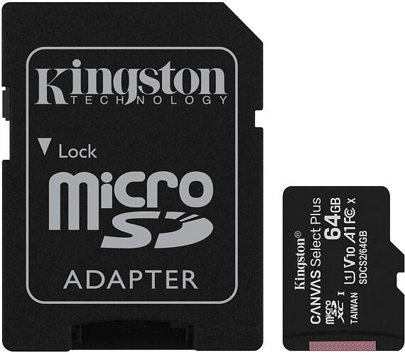 Kingston CANVAS Plus 64GB microSDXC UHS-I class 10 (SDCS2/64GB)
