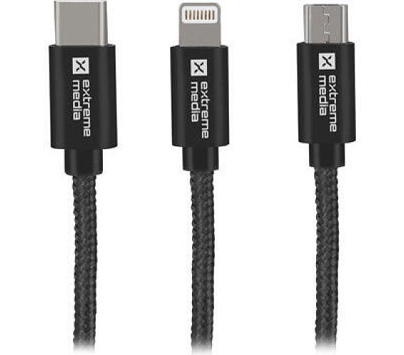NATEC natec vícekonektorový kabel 3v1 USB Micro + Lightning + USB-C