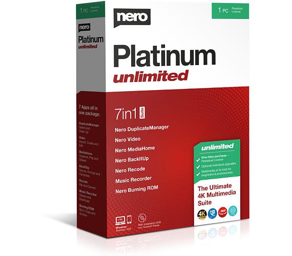 Nero Platinum Unlimited - CZ - trvalá licence - 7 programů v 1 - elektronicky (EMEA-12200010/1447) + DOPRAVA ZDARMA