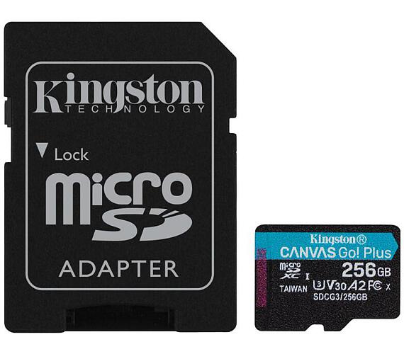 Kingston 256GB microSDXC Canvas Go! Plus 170R/100W U3 UHS-I V30 Card + SD Adapter (SDCG3/256GB)