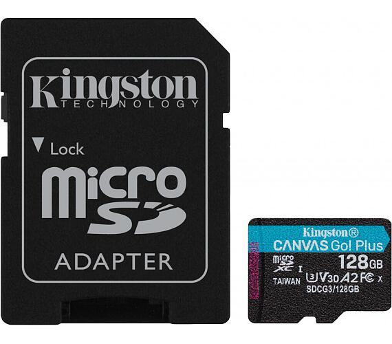 Kingston Canvas Go Plus A2/micro SDXC / 128GB / 170MBps / UHS-I U3 / Class 10/+ Adaptér (SDCG3/128GB)