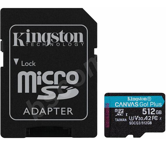Kingston Canvas Go Plus A2/micro SDXC / 512GB / 170MBps / UHS-I U3 / Class 10/+ Adaptér (SDCG3/512GB)