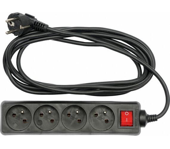Kabel prodlužovací 5 m vypínač 4 zásuvky TOYA