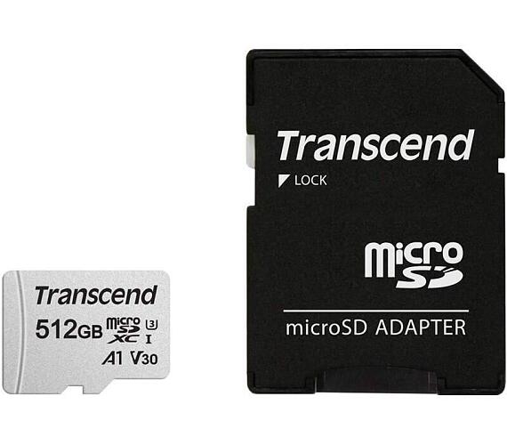 Transcend 512GB microSDXC 300S UHS-I U3 V30 A1 (Class 10) paměťová karta (s adaptérem)