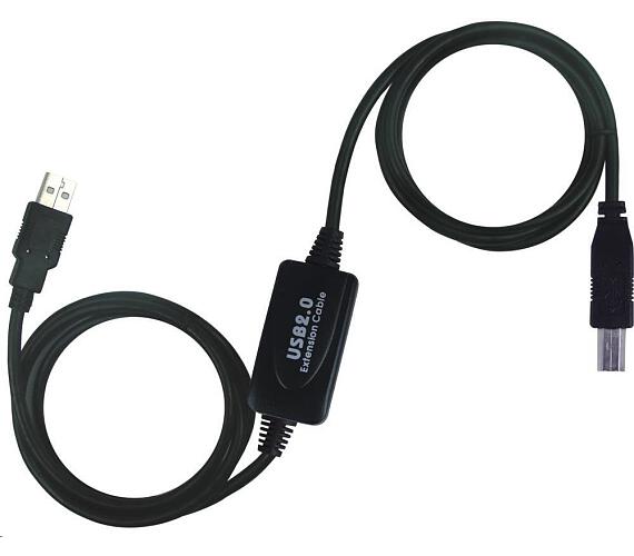 PREMIUMCORD USB 2.0 repeater a propojovací kabel A/M-B/M 15m (ku2rep15ab)