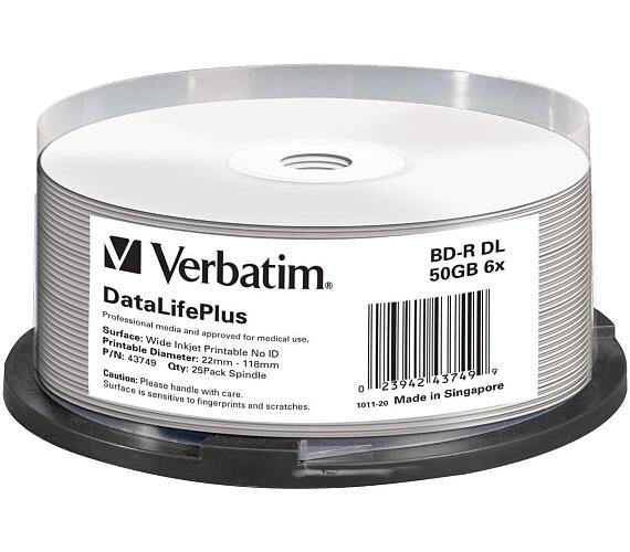 Verbatim Blu-ray BD-R DL 50GB 6x WIDE Profesional Printable 25-cake NON-ID (43749)
