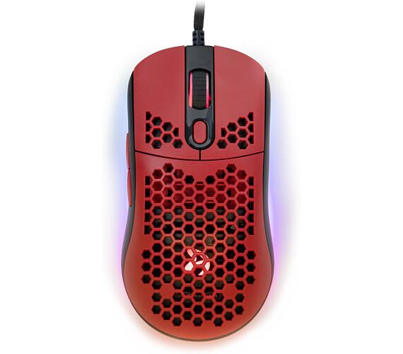 AROZZI herní myš FAVO Ultra Light Black-Red/ drátová/ 16.000 dpi/ USB/ 7 tlačítek/ RGB/ černočervená (AZ-FAVO-BKRD)