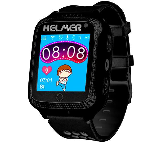 HELMER dětské hodinky LK 707 s GPS lokátorem/ dotykový display/ IP54/ micro SIM/ kompatibilní s Android a iOS/ černé (Helmer LK 707 BK)