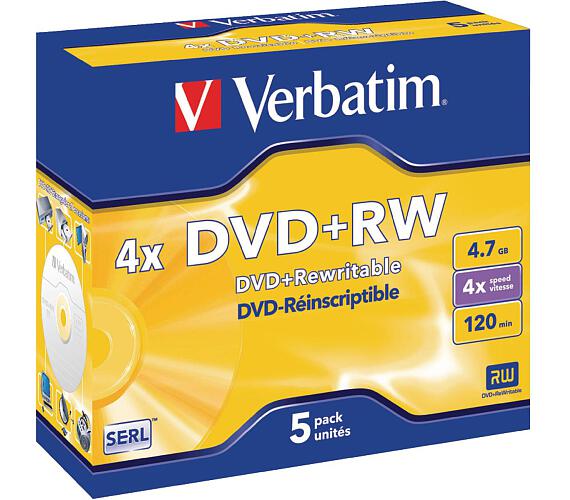 Verbatim DVD+RW(5-Pack)Jewel / 4x / DLP / 4.7GB (43229)