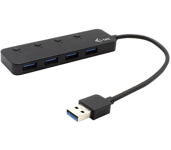 I-TEC USB HUB METAL/ 4 porty/ USB 3.0/ tlačítko On/Off pro zapnutí a vypnutí/ kovový/ černý (U3CHARGEHUB4)