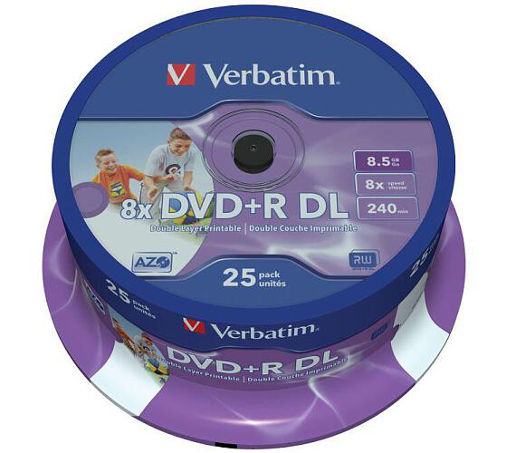 Verbatim DVD+R(25-pack)/Spindle Double Layer 8X 8.5GB Inkjet Printable (43667)